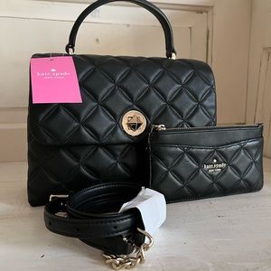 Kate Spade Quilted Top Handle Natalia Shoulder Bag with MATCHING Slim Wallet SET